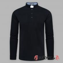 Clergy polo shirt with long sleeves - black