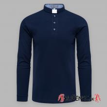 Priesterpolo - Collarhemd - mit lange Ärmeln - dunkelblau