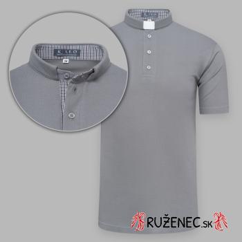 Kňazská polo košeľa - krátky rukáv - sivá