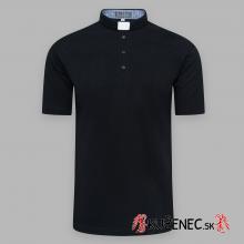 Clergy polo shirt with short sleeves - black