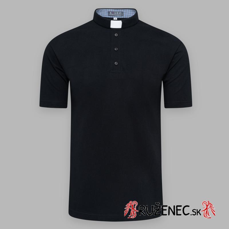 Clergy polo shirt with short sleeves black