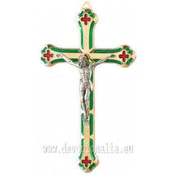 Kovový emailový kríž 17,5cm - zelený