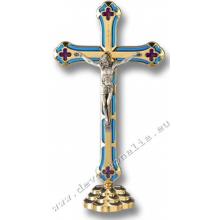 Kruzifix Metallkreuz 20cm  - hellblau