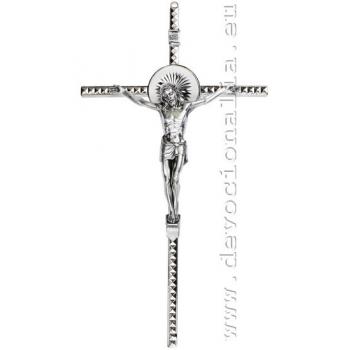 Kovový gravírovaný kríž 21cm  - niklová farba