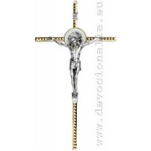 Kruzifix Metallkreuz 21cm  - Goldfarbe