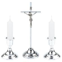 Metallic set - cross + candleholders - A