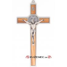 Metallic cross 20cm - St. Benedict - olive wood