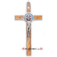 Metallic cross 20cm - St. Benedict - olive wood + email