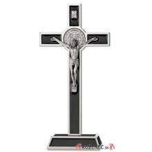 Kovový kríž na podstavci 21cm - Sv. Benedikt - čierny