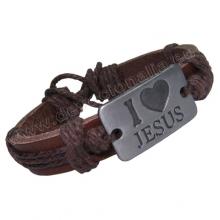 Kresťanský náramok  kožený - I Love Jesus - H
