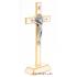 Kovový kríž na podstavci 21cm - Sv. Benedikt - biely