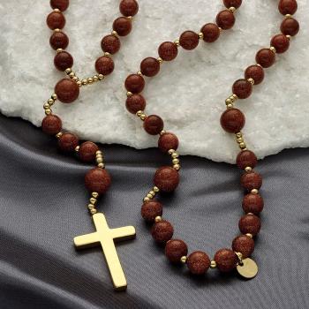 Exkluzívny ruženec na šnúre - goldstone