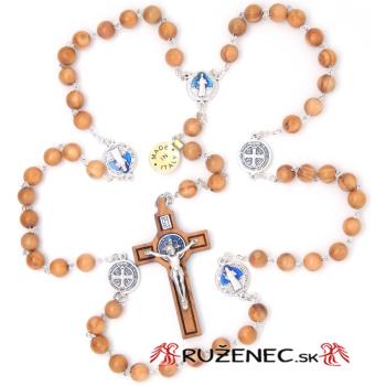 Fa rózsafüzér - 7mm olivafa - Szent Bendek 