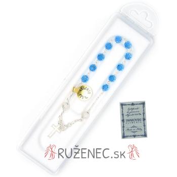 Náramkový ruženec - Swarovski - modrý 6mm