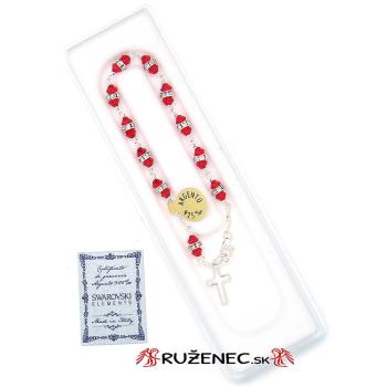 Náramkový ruženec - Swarovski - červený