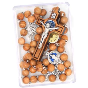 Fa rózsafüzér - 7mm olivafa - Szent Bendek 