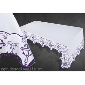 Altar linen - purple cross+wreath