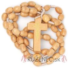 Wood knotted rosary – 7x9mm light wood