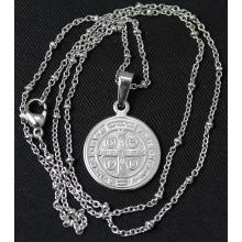 Edelstahl Halskette - mit Benedictus medal