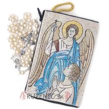 Woven Rosary holder with glass rosary - Guardian Angel