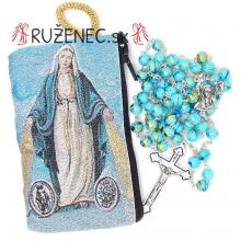 Woven Rosary holder with glass rosary - Mary T