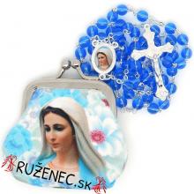 Gewebte Etui mit Rosenkranz - blau - Medjugorje