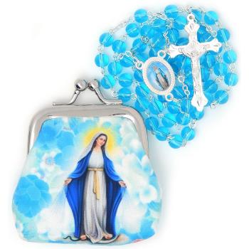 Puzdro + ruženec - svetlomodrý