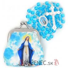 Woven Rosary holder with glass rosary - light blue