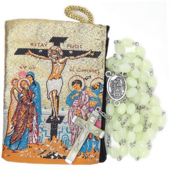 Rózsafüzér szövött tasakban - Keresztrefeszítés