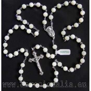 Ruženec - Perleť - 6mm guličky - biely