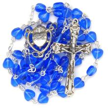 Rosenkranz- Blau Glass Herzen - 6mm