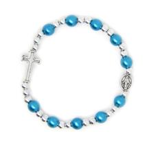 Rosary Bracelet on elastic - childrens - blue