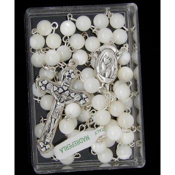 Ruženec - Perleť - 6mm guličky - biely