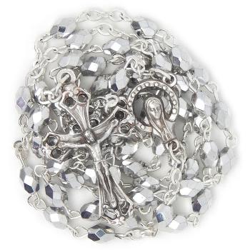 Ruženec - 4x6mm strieborné brúsené perly