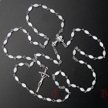 Ruženec - Perleť - ovál - biely - 4x7mm