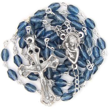 Rosenkranz - 5x8mm blau Geschliffenes Glass olive