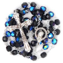 Rosenkranz - 6mm schwarz Geschliffenes und feuerpolierte Glass