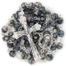 Rosary - 6mm gray + marble shine beads