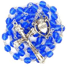 Rosenkranz - 6mm blau Geschliffenes Glass Rosenkranz - 6mm blau Geschliffenes Glass