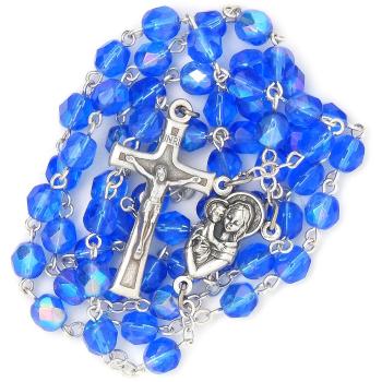Rosary - 6mm blue faceted  glass beads