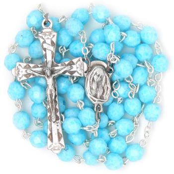 Růženec - 6mm matné světlemodré ohňovky