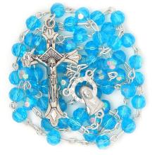 Rosenkranz - 6mm hellblau Geschliffenes und feuerpolierte Glass