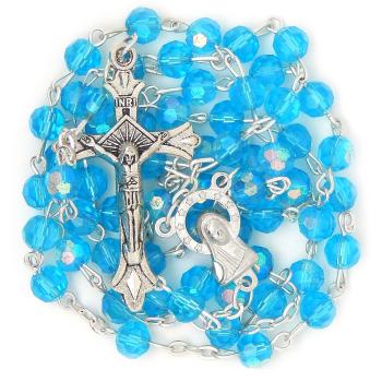 Rosary - 6mm lightblue faceted fire-polished glass beads