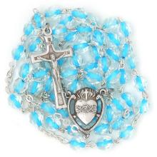 Rosary - 6mm trasparent + lightblue beads