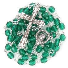Rosary - 6mm green faceted fire-polished glass beads