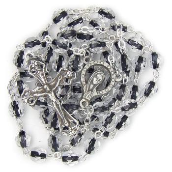 Rosenkranz - 6mm trasparent + schwarz Glass Perlen