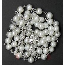 Ruženec - 6mm biele guličky perlové