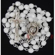 Rosary - 5mm white glass beads