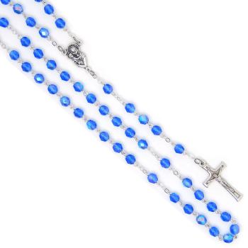Rosary - 6mm blue faceted glass beads