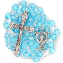 Rosenkranz - 6mm hellblau Geschliffenes Glass Rosenkranz - 6mm hellblau Geschliffenes Glass